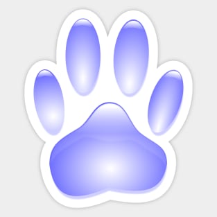 Blue Glass Dog Paw Print Sticker